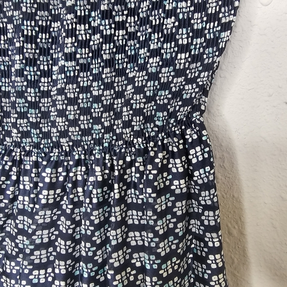 Max Studio Shirred Flowy Midi Lined Dress Blue Teal Size M Medium - Picture 6 of 12